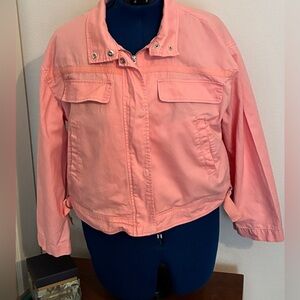 Treasure & Bond Women's pale peach crop zip Jacket Size Large. 100% cotton